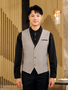 Long Sleeve Dining Service Uniform Jacket for Restaurant Hotel KTV Manager Workwear Orange Color Polyester Material