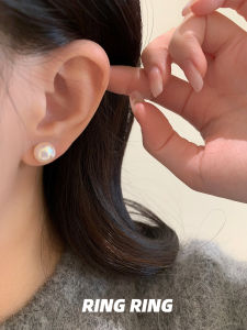 Elegant Korean Style Pearl Stud Earrings with Mosquito Coil Tray Dumpling Shape Fashionable Jewelry for Women Sweet Style