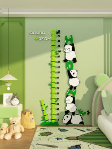 Bức Tranh Dán Tường Hình Gấu Trúc Hoạt Hình 3D Đo Chiều Cao Phòng Trẻ Em Trang Trí Tường Không Gian Nhỏ