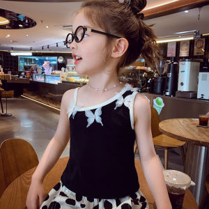 Girls Vest Summer New Style Fashionable Childrens Tank Top Sleeveless Inner Wear Base T-Shirt round Neck Short Model Shot