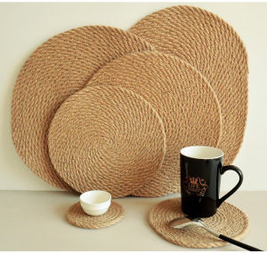 Thảm Ăn Bằng Vải Lanh Dệt Bằng Rơm Cách Nhiệt Chống Bỏng Chống Trượt Giảm Tiếng Ồn Thảm Bàn Ăn Nồi Đĩa Thảm Ăn