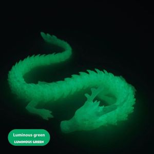 PaulWeekend Luminous Dragon Carving Plastic Artwork 3D Printing Luminous Chinese Dragon Creative Hand Toy Full Movable Joint Luminous Decoration Toys