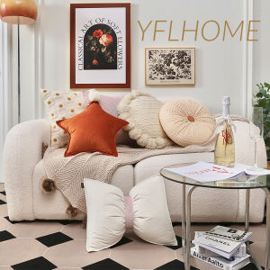 Đệm Ghế Sofa Màu Kem Nordic Knitted Ball Simple Modern Polyester Fiber Living Room Window Seat Backrest Pillow