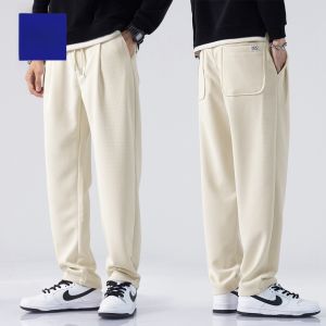 ROMON | Romon Mens Sweatpants Straight Leg Loose Fit Casual Wide Leg Autumn Winter New Style Trendy Brand Sporty Long Pants