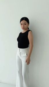 NZINGA Chija | Top Wanita Polos Slim Fit - Baju Tanpa Lengan Leher Perahu Stylish | Ukuran S - XXL