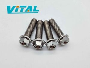 1pc Vitaltitanium Titanium Bolt M10 x 36mm Thread Pitch 1.5 Hex Head Flange Hexagon Flange bolts Gr5 titanium screw ti bolt for Motorbike Mortorcycle Car Ti screw 6al4v titanium Caliper screw 1 piece price