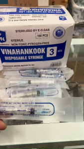 VINAHANKOOK HỘP 100 CÂY Bơm tiêm sử dụng 1 lần Vinahankook 3ml DÙNG TRONG Y TẾ