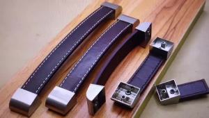 Simple Modern Square Cabinet Handle Black Brown Leather Drawer Handle Cabinet Knobs And Handles