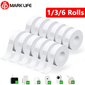 Marklife 1/3/6Rolls Thermal Label Adhesive White Sticker Transparent UV Paper Compatible With P15 P12 P11 D30 Q30 Label Printer
