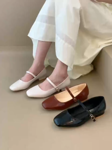 stridenest 1 inch Womens Heels Mary High Janes Thick Shoes Toe Casual Round for Office Students Heels#WX269