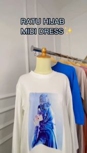 Midi Dress Terbaru 2023 RATU HIJAB MIDI DRESS COMBED 24S APK SABLON Midi Dress Wanita Oversize