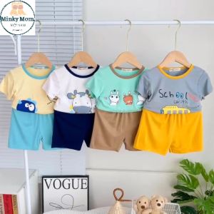 Bộ Quần Áo Trẻ Em Vải Thun Lạnh NATUCO Mềm Mát Mịn Thiết Kế Mới Hiện Đại Cho Bé 0-8 Tuổi Mặc Đi Chơi Đi Học TN-IN159