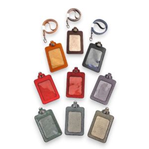 Leather Name Tag / Lanyard ID Card Holder Satu Slot / Sisi Kulit Sapi Asli Free Grafir Laser