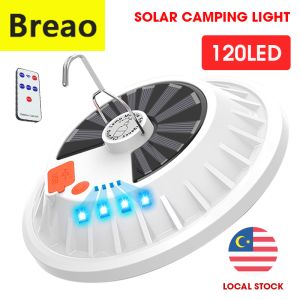 Breao 400W 200W Solar Rechargeable LED Bulb Lamp Remote Control Solar Charge 120/60 Lamp Beads Portable Emergency Night Market Light Outdoor Camping