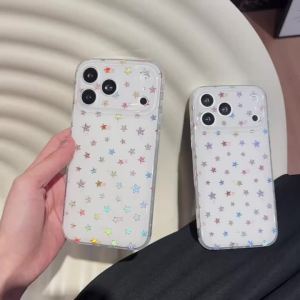 Double Sided Hot Stamping Ins Simple Star Phone Case for Iphone 17 16 15 14 Pro Max 13 Lens Protection Shockproof Back Cover