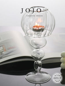 JOJOS L. PD.forest Retro Glass Candlestick Transparent Umbrella Shaped Personalized Furniture European Style Home Decor