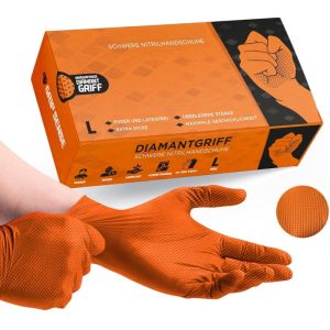 10/50 CÁI Găng Tay Nitrile Công Nghiệp Màu Cam 8mil Hạng Nặng Với Kết Cấu Kim Cương Nổi Dành Cho Thợ Máy Và Găng Tay Làm Việc An Toàn Cho Người Làm Xăm