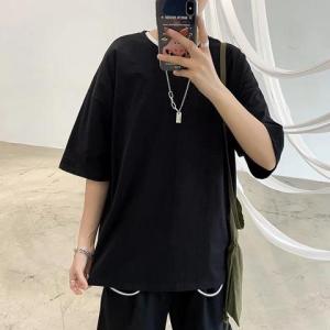 Loose Fit Hip Hop Anti-War Short Sleeve T-Shirt for Men Large Size Fashionable Printed Casual Summer Top round Neck