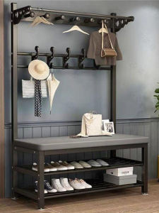 Integrated Floor Standing Bedroom Entrance Hall Multi-Function Shoe Bench Coat Rack One-Piece Clothes Hanger Simple Design