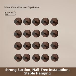Zhifan | No-Drill Heavy-Duty Hooks Walnut Wood