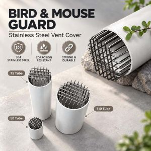 Stainless Steel Drain Pipe Cover Anti Bird Mouse Guard Round Drainage Cover Anti Blocking Roof Floor Drain Vent Mesh Cover Outdoor Balcony Downspout