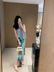 YUFUQING | Casual High Waist Slim Fit Vacation Style Midi Skirt And Top Set Womens New Fashion Sleeveless Uneven Design Two-Piece Suit