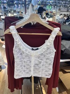 ชุดเดรสสั้นผ้าฝ้ายลายทางสไตล์อเมริกันย้อนยุคสำหรับผู้หญิง ชุดเดรสแขนกุดทรงเอเข้ารูป ฤดูร้อน 2024 แฟชั่นสตรีท