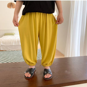 กางเกงกันยุงสำหรับเด็กผ้าวิสคอสโมดอลสำหรับเด็กชายและเด็กหญิงกางเกงขายาวแบบบางเย็นสบายสำหรับฤดูร้อนกางเกงใส่ในห้องแอร์สำหรับเด็กกางเกงสั่น