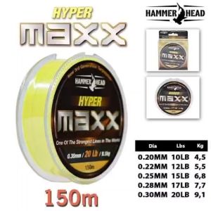 Hammer Head HYPER MAXX Monofilament Line 150M - Senar Pancing Galatama (Orange/Yellow/Green)