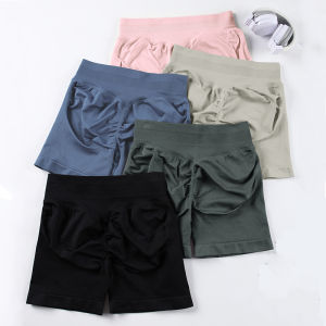 Seamless Shorts for Women Workout Scrunch Hip Lifting Biker Shorts Elastic Solid Color Breathable Tights Gym Running Short