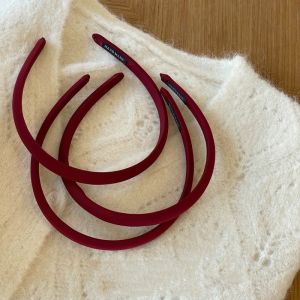 Retro Wine Red Fabric Hairband Womens Versatile Super White Fine Edge New Year Red Hairband Fashionable Hair Accessories
