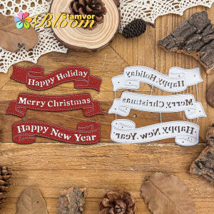 Original Christmas Words Ribbons Banners MERRY CHRISTMAS HAPPY NEW YEAR HAP Metal Cutting Dies Scrapbooking Decorative Embossing