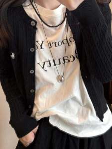 Elegant Black Agate Beaded Necklace for Women Simple High-End Silver Pendant Sweater Chain New 2025 Black Leather Rope Accessories