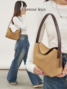 Contourlines Turtlegarden Lazy Suede Underarm Single Shoulder Bag Korean Style Texture Houndstooth Pattern Pure Color Leather