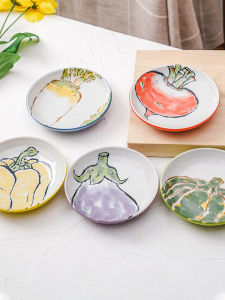 Mino Yaki Japanese Style Ceramic Plate Creative Underglaze Dinnerware Small Dish Home Use Floral Pattern Flat Dish 2.8cm Deep