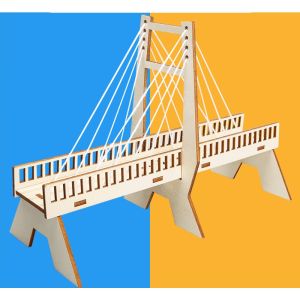 Wooden DIY Cable-Stayed Bridge Physical Model Puzzle Mechanics Physics STEAM Science Kit Educational Toy for Kids Students Gifts