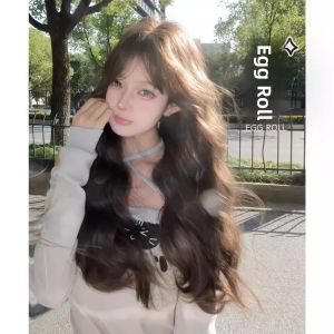 MONLEYTA | Womens Full Head Wig Natural Realistic Long Curling Hair Thickened Volume No Need To Wear A Cap Daily Whole Wig Cover