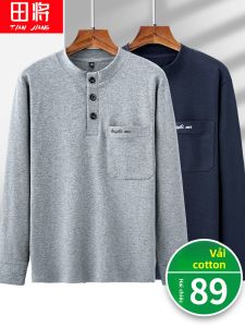 TIANJIANG | Áo Thun Tay Dài Cotton Sơ Mi Cho Người Giữa Tuổi
