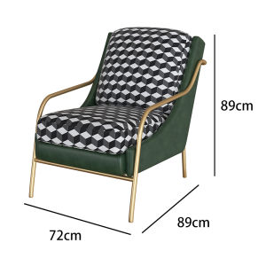 Scandinavian Style Luxury Single Sofa Chair Lightweight Iron Frame with High Elastic Foam Sponge for Adults in Black White and Green