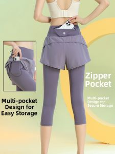 sui xin yu qie | Quick-Drying Running Fitness Yoga Shorts Thin Pseudo Two-Piece