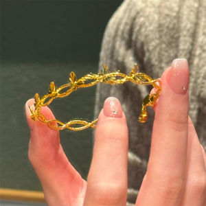 Gold Butterfly Laser Flash Bracelet Lightweight Luxury New Chinese Style Floral Thread Ice Crushed Butterfly Lace Small Butterfly Gold Bracelet