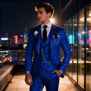 3 Piece Slim Fit Mens Wedding Suits Formal Groom Tuxedo Peak Lapel Single Breasted Best Man Business Party Prom Costume Homme