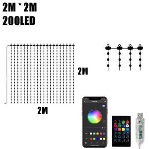 RGBIC Curtain Light String USB Plug Remote Control LED Curtain Light APP Bluetooth Control String Lights for Room Decorations