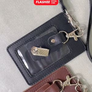 Flashee Name Tag Jepit Kulit Sapi Asli Hugo Id Card Holder Termasuk Tali Dan Penjepit Custom Nama