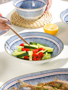 Bát Tráng Men Tráng Men Dưới Nhiệt Độ Thấp Kiểu Trung Quốc Đơn Giản Dùng Trong Gia Đình Bát Đựng Salad Không Bỏng Tay Bát Tròn Bằng Gốm Sứ