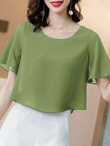 Lightweight Short Sleeve Womens T-shirt Summer New Style Cool Breeze Chiffon Sun Protection Sleeve Covers Breathable Fashion