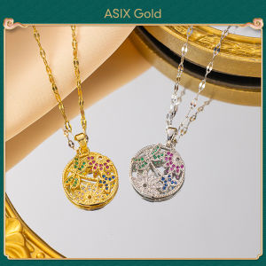 ASIX GOLD 916 Gold Vintage Luxury Style Pendant Dragonfly Butterfly Diamond Fashion Versatile Clavicle Chain Womens Necklace Exquisite Gift Will Not Blacken Will Not Peel Off