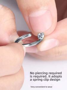 Trendy Titanium Steel Hoops Earrings for Women No Piercing Required Cool Circle Ear Cuffs Non-Fading Korean Style Fashion Jewelry