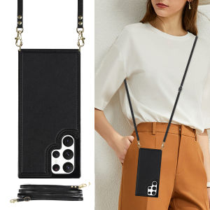 Card Case For Samsung With Diagonal Strap Lanyard Mobile Phone Case Cards Slot Case Leather Case With Card holder For Samsung Galaxy S25 Ultra S23 Ultra S24U S23 Plus S24 Ultra S23 FE S22 Plus S21 Ultra S20 FE Note20 Ultra Cover