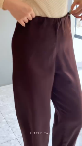 Celana Kulot Satin Premium Loose Pants Trouser Panjang Wanita Kasual Hightwaist Ziper Belakang